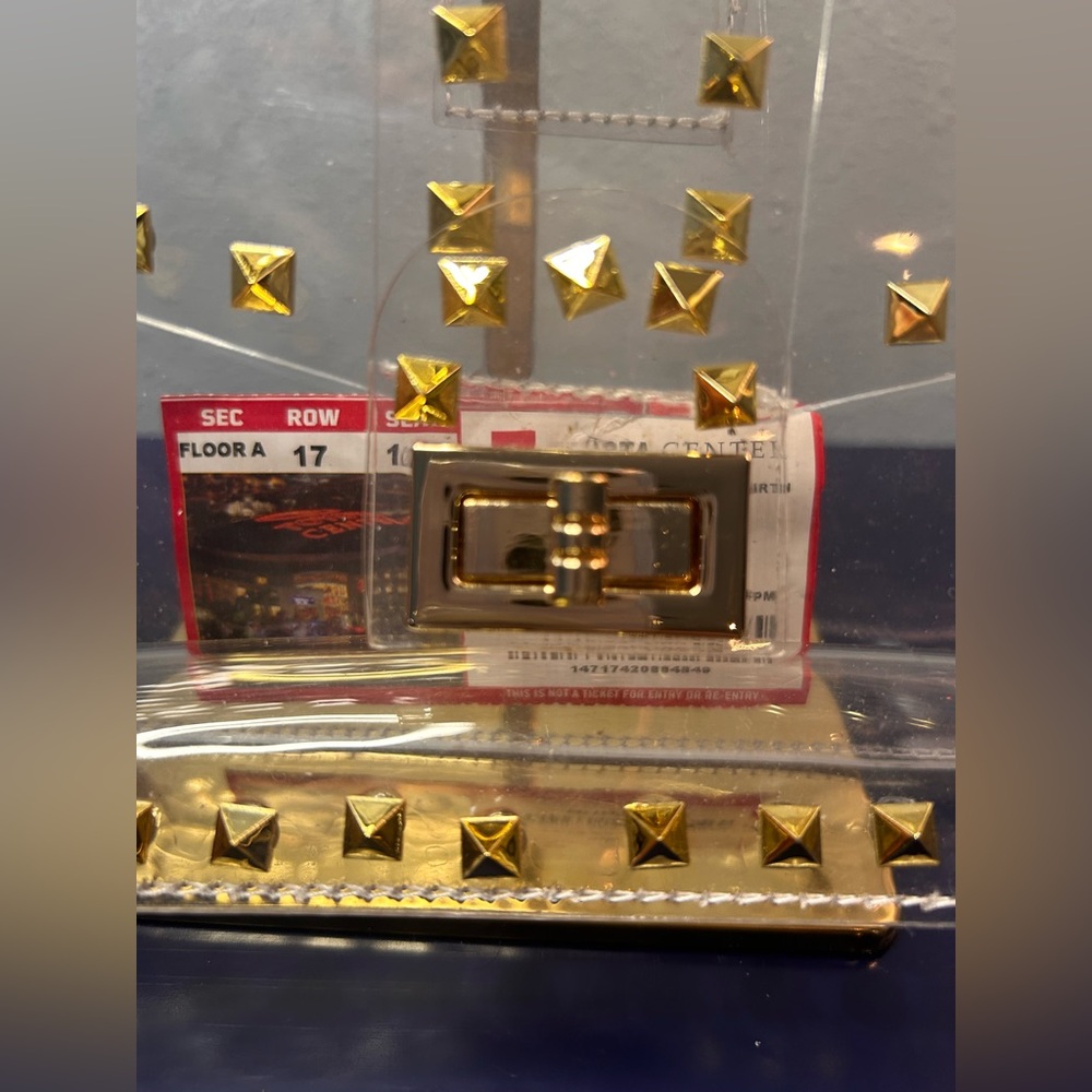 Transparent Studded Bag with Gold Accents - Picture 3 of 5
